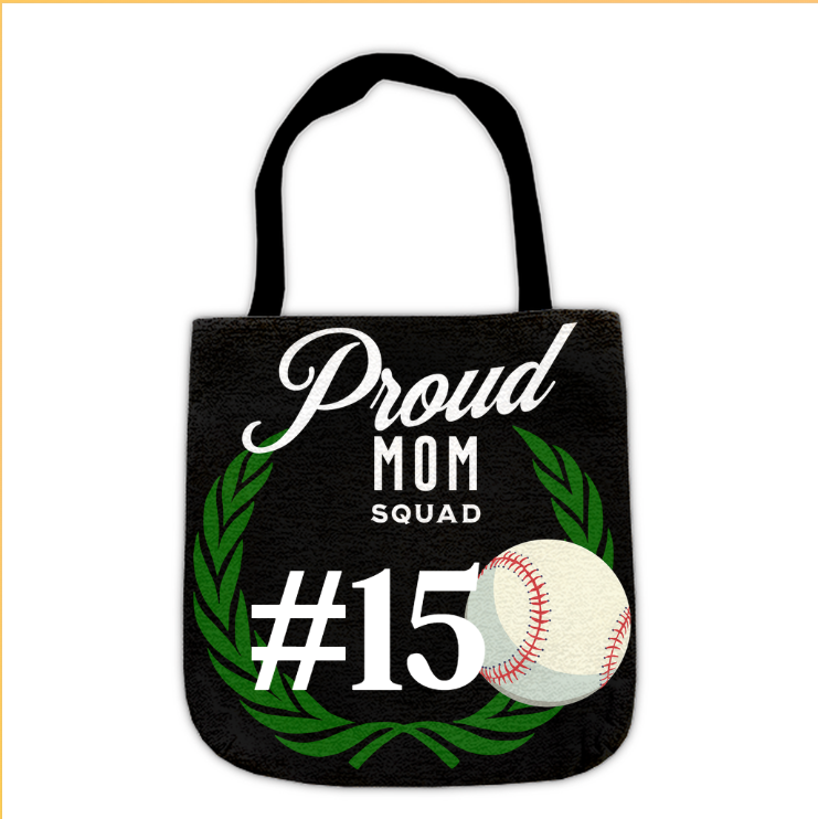 Baseball Proud Mom Squad Woven Tote Bag