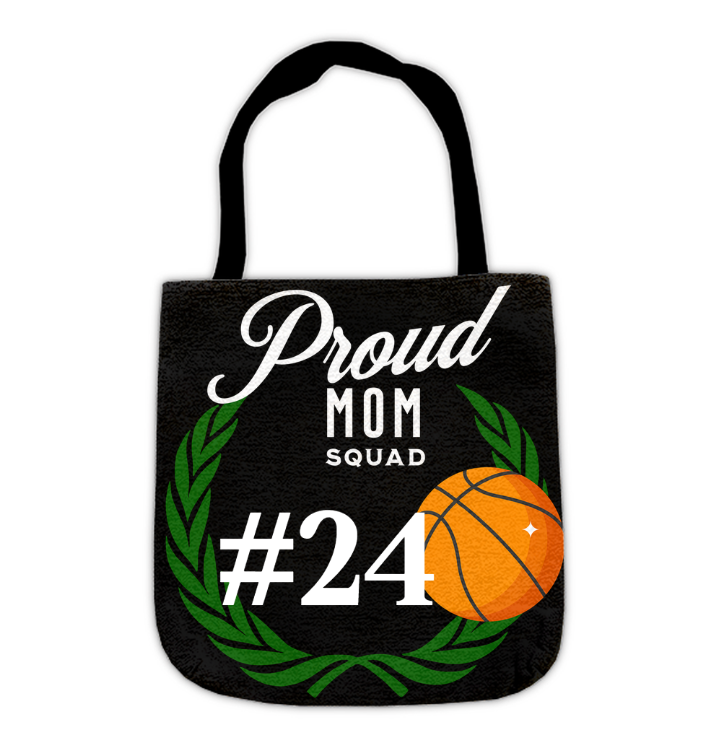 Basketball Proud Mom Squad Woven Tote Bag