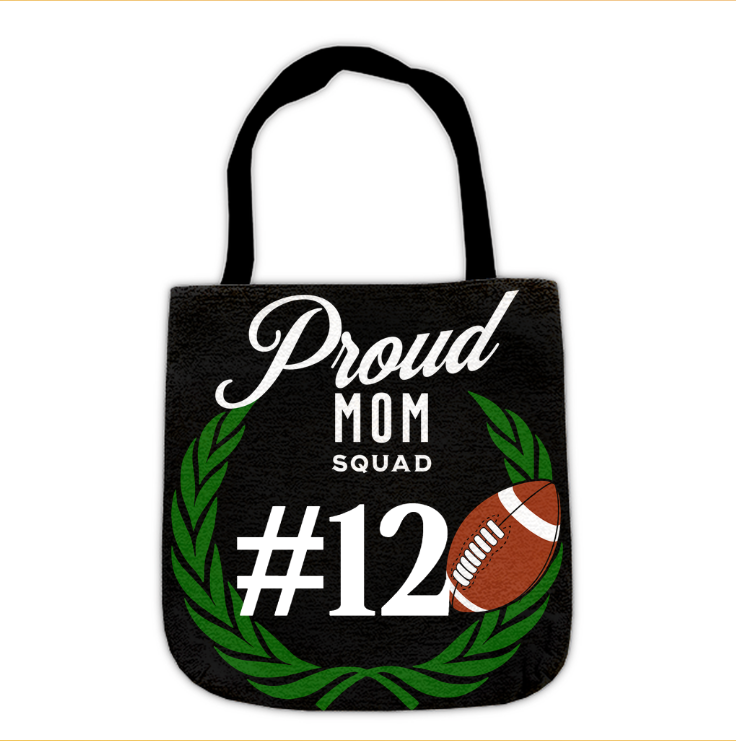 Football Proud Mom Squad Woven Tote Bag