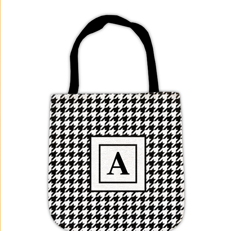 Houndstooth Monogram Woven Tote Bag